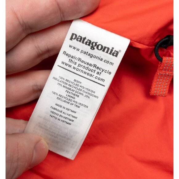 Patagonia Hi-Loft Down Sweater Hoody Jacket Girl's Large 12 Youth Burgundy 68212 - Picture 8 of 16